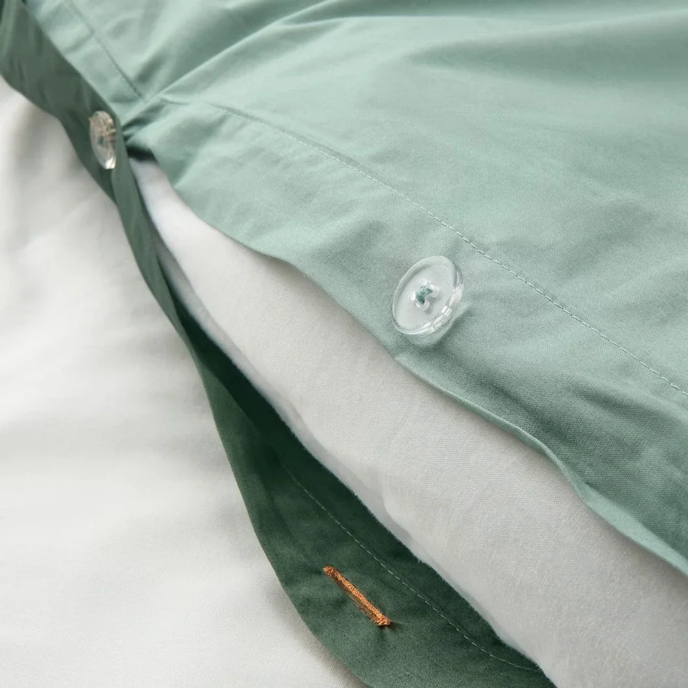 Ikea STRANDTALL Full/Queen Duvet cover & 2 pillowcases gray-green/dark green NEW